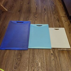 Cutting Board 3 Piece Bundle Blue Plastic Varies Sizes Kitchen Cutting Boards